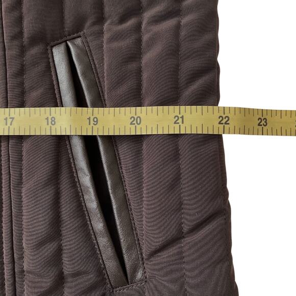 Esprit Women's Brown Zip-Front Quilted Coat- Removable Faux Fur Collar - Size XL - Picture 4 of 10